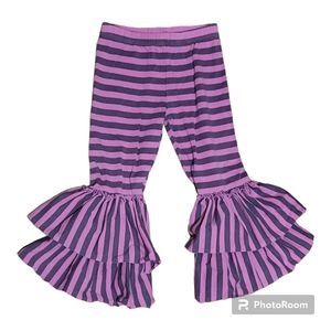 Mustard Pie Striped Ruffle Flare Pull On Pants size 24 months or 2T